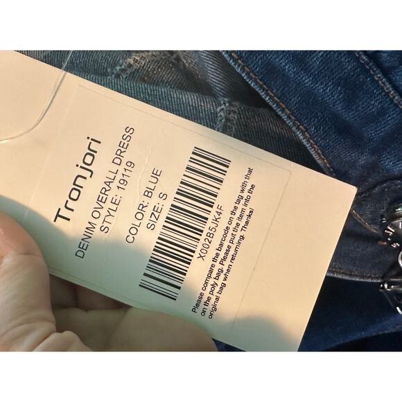 TronJori blue denim buttoned overall mini dress size Small - Picture 5 of 15